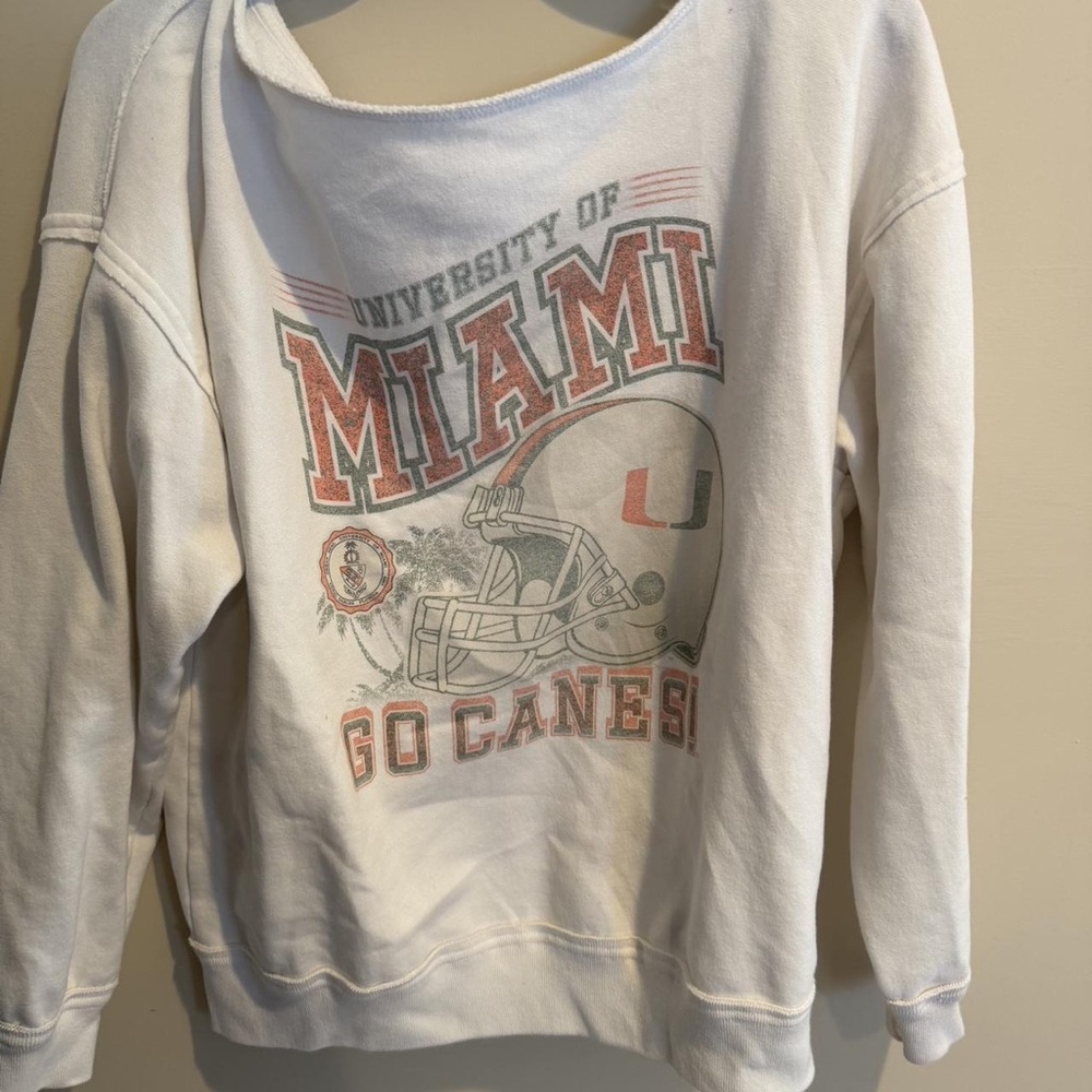 Hollister Cream Long Sleeve Tee with Miami Graphic